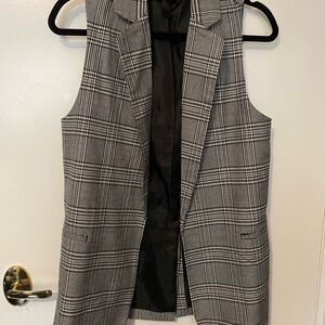 Society Women's Black and Gray Plaid Vest